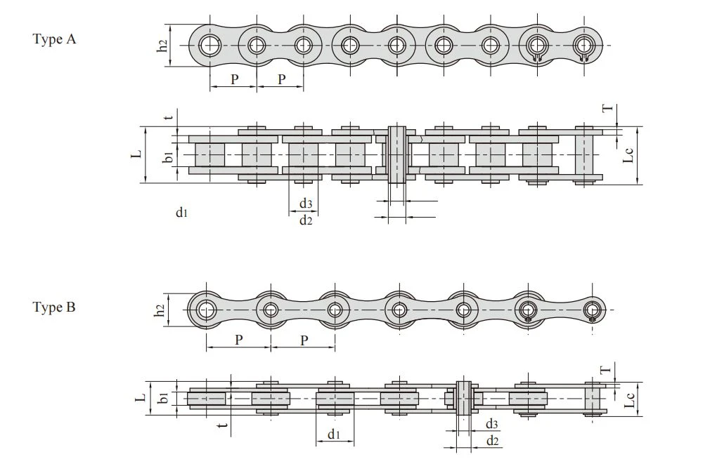 2 Stainless steel hollow pin chains 2 Stainless steel hollow pin chains